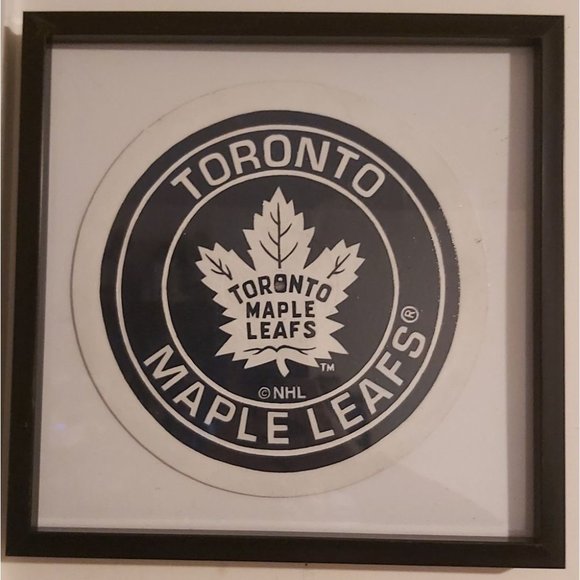 Handpainted Vinyl Record Painting ~ NHL Toronto Maple Leafs - Framed - Picture 1 of 3